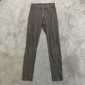 Divided by H&M taupe brown faux suede high rise leggings pants zip front Sz 8